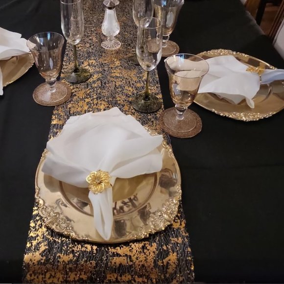 Wedding Table Runner Holiday Decor Gold Decorative Cloth Bridal Party Decoration - Picture 3 of 9